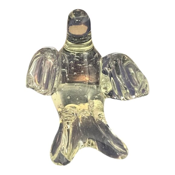 Hand Blown Clear Glass Bird Paperweight With Controlled Bubbles 2.75" Tall Decor - Picture 3 of 7